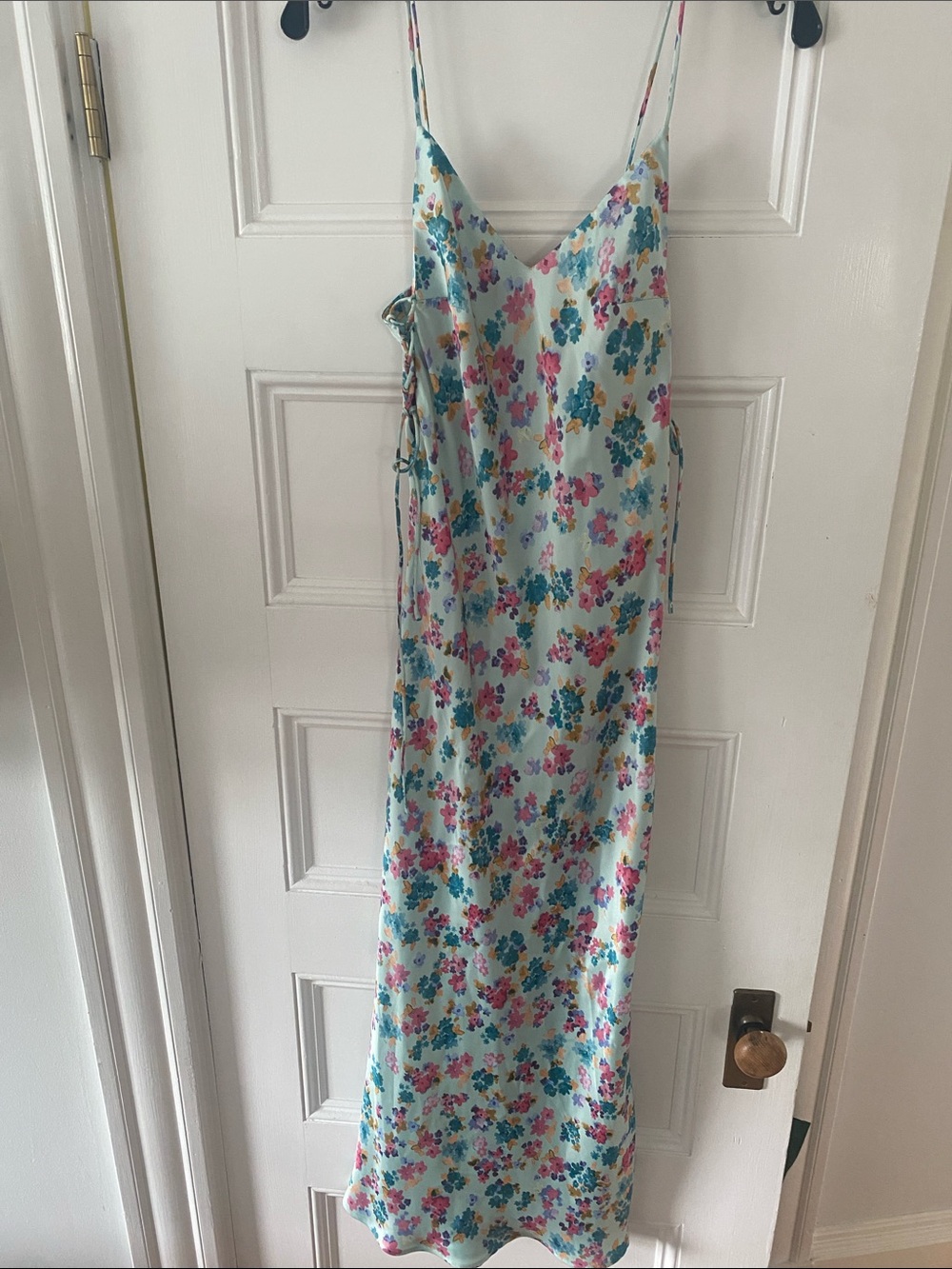 Zara Pastel Aqua Floral Slip Dress